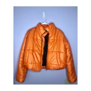 Trendy Bright Orange Puffer Coat